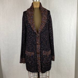 Coldwater Creek Long Cardigan Sweater Size XL Chunky Knit Button Front